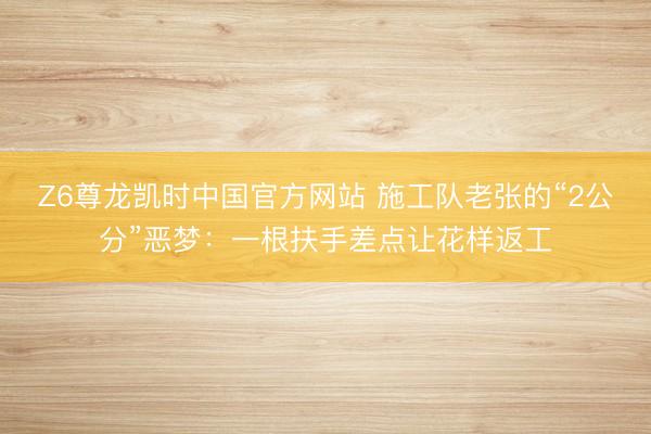 Z6尊龙凯时中国官方网站 施工队老张的“2公分”恶梦：一根扶手差点让花样返工