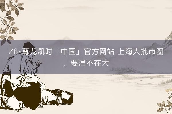 Z6·尊龙凯时「中国」官方网站 上海大批市圈，要津不在大