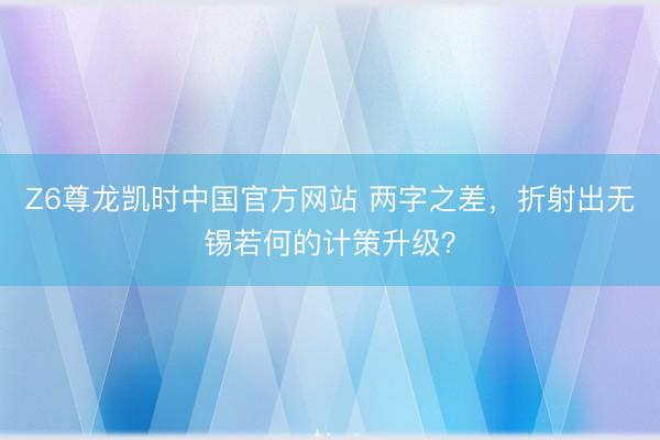 Z6尊龙凯时中国官方网站 两字之差,折射出无锡若何的计策升级?