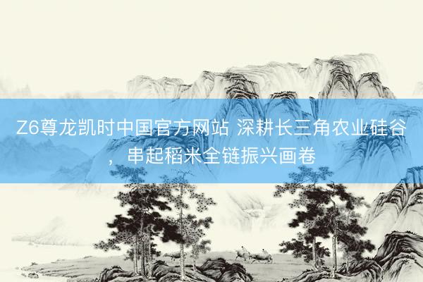 Z6尊龙凯时中国官方网站 深耕长三角农业硅谷,串起稻米全链振兴画卷