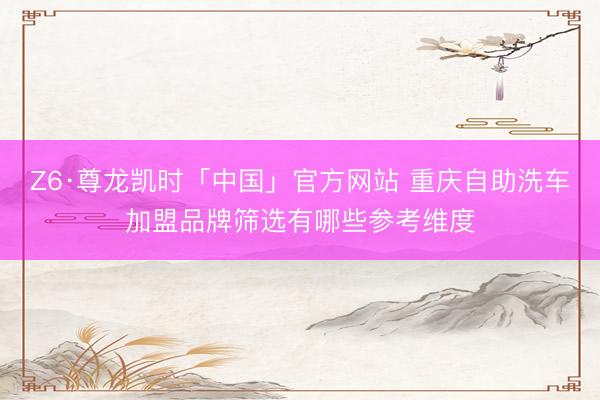 Z6·尊龙凯时「中国」官方网站 重庆自助洗车加盟品牌筛选有哪些参考维度