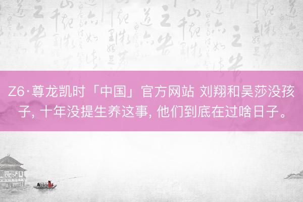 Z6·尊龙凯时「中国」官方网站 刘翔和吴莎没孩子, 十年没提生养这事, 他们到底在过啥日子。