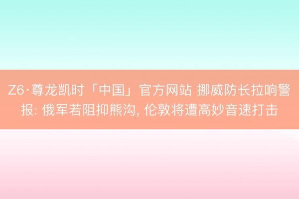 Z6·尊龙凯时「中国」官方网站 挪威防长拉响警报: 俄军若阻抑熊沟， 伦敦将遭高妙音速打击