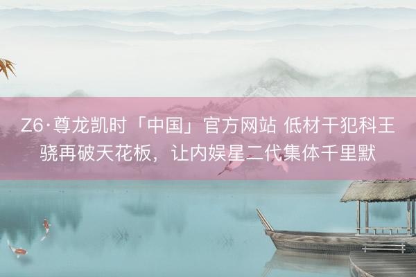 Z6·尊龙凯时「中国」官方网站 低材干犯科王骁再破天花板，让内娱星二代集体千里默