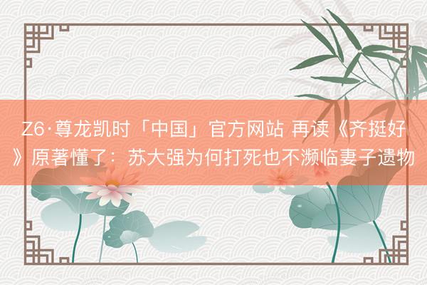 Z6·尊龙凯时「中国」官方网站 再读《齐挺好》原著懂了：苏大强为何打死也不濒临妻子遗物