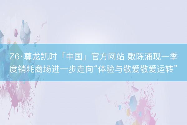 Z6·尊龙凯时「中国」官方网站 敷陈涌现一季度销耗商场进一步走向“体验与敬爱敬爱运转”