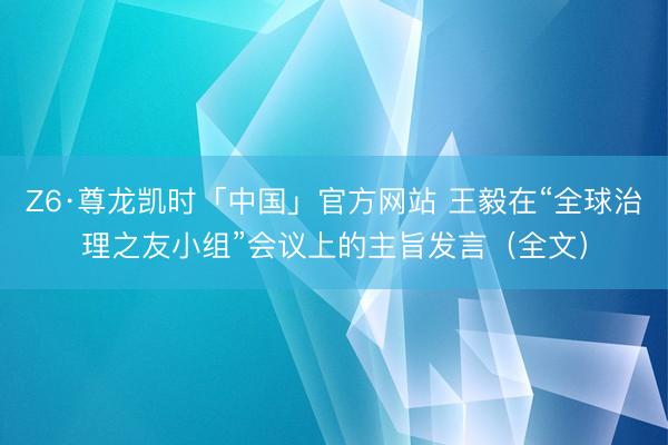 Z6·尊龙凯时「中国」官方网站 王毅在“全球治理之友小组”会议上的主旨发言（全文）