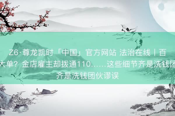 Z6·尊龙凯时「中国」官方网站 法治在线丨百万黄金大单？金店雇主却拨通110……这些细节齐是洗钱团伙谬误