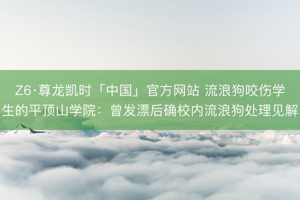Z6·尊龙凯时「中国」官方网站 流浪狗咬伤学生的平顶山学院：曾发漂后确校内流浪狗处理见解