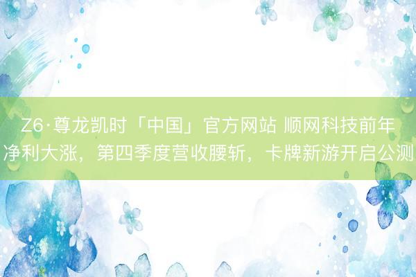 Z6·尊龙凯时「中国」官方网站 顺网科技前年净利大涨,第四季度营收腰斩,卡牌新游开启公测