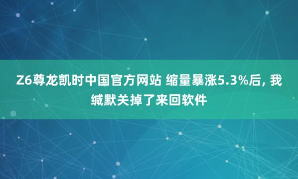Z6尊龙凯时中国官方网站 缩量暴涨5.3%后， 我缄默关掉了来回软件